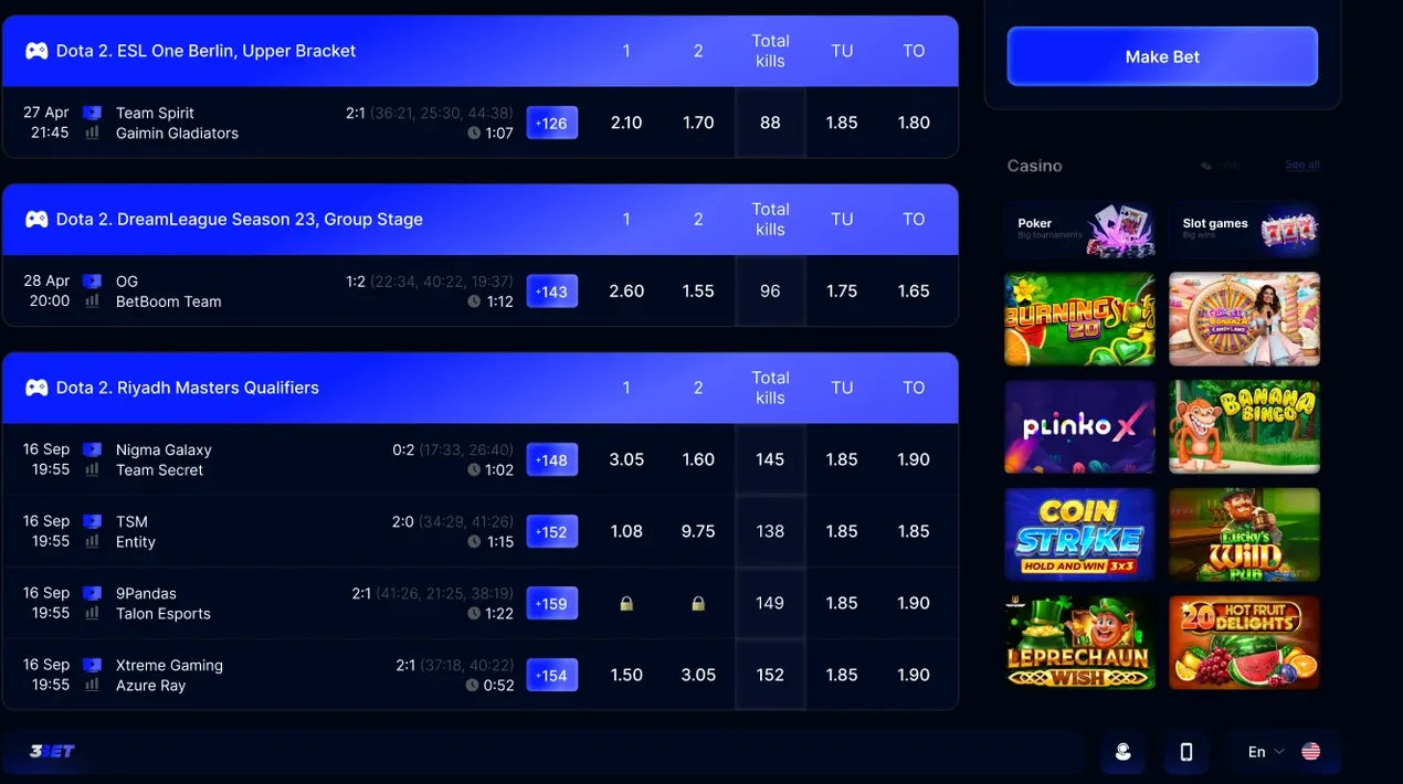 Odds table